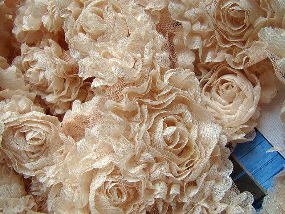 Hochzeit - Chic chiffon rosette trim, shabby rosette trim, Bridal fabric, wedding fabric, photography backdrop, bouquet