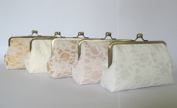Свадьба - SALE 20% OFF,Mix And Match Bridal Silk And Lace Clutch Set Of 5,Bridal Accessories,Wedding Clutch,Bridal Clutch-Bridesmaid Clutches