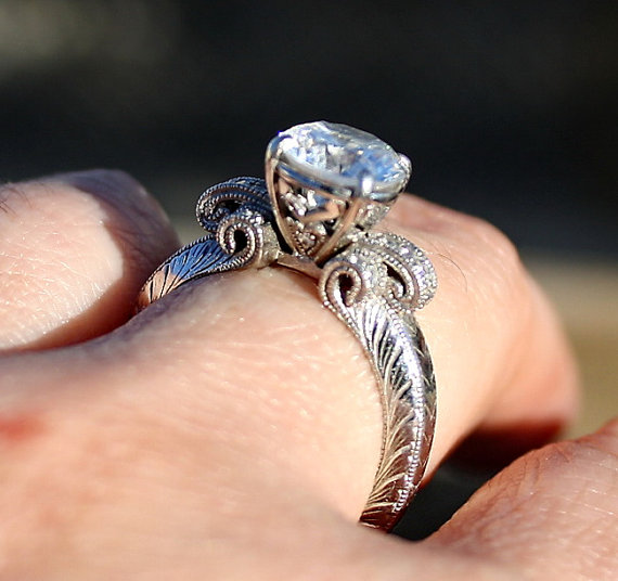 زفاف - Take 17% off Entire Store SALE Vintage BEAUTIFUL Designer  925 Sterling Silver High Set in Crown Diamonique Engagement Ring Size 9 US