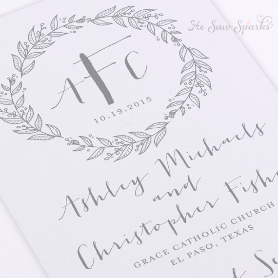 زفاف - Printable Wedding Program - Calligraphy Monogram