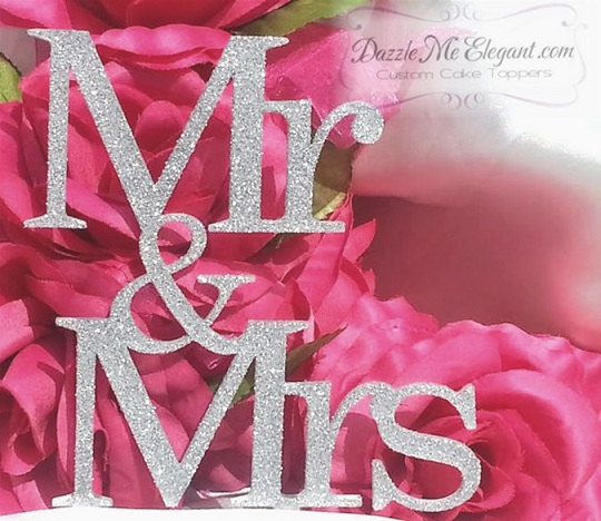 Hochzeit - Custom Wedding Cake Topper - Personalized Glitter Cake Topper - Mr and Mrs - Mr and Mr - Mrs and Mrs - Bride and Groom