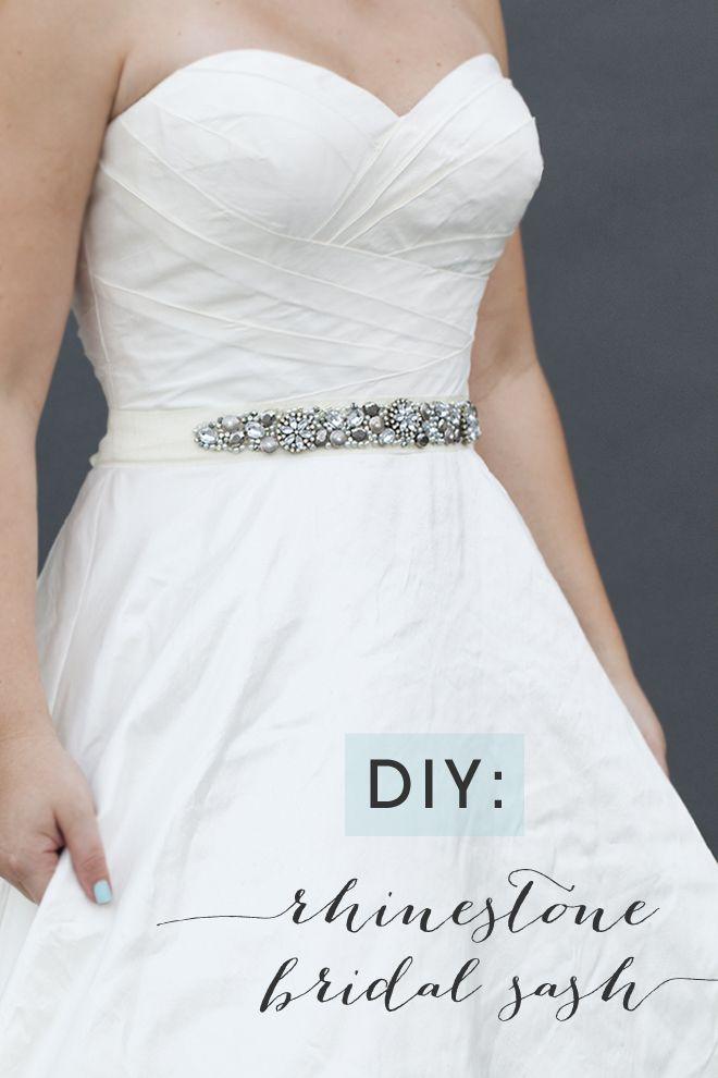 Mariage - Learn How To Make This Chic DIY Rhinestone Bridal Sash!
