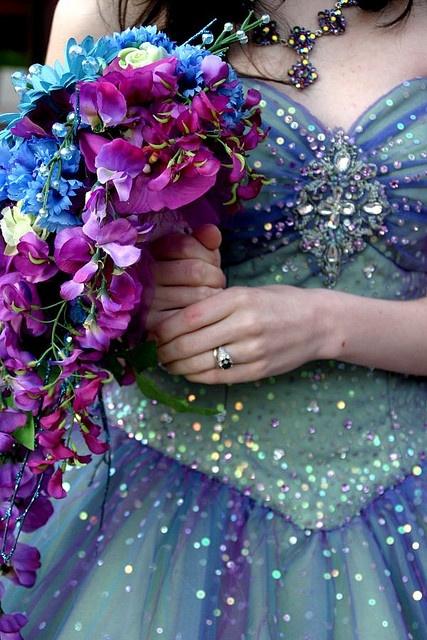 زفاف - Wedding Purple And Blue "Tie Dye Dendrobium Orchid" Alisha