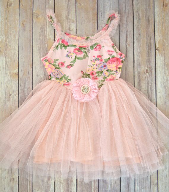 زفاف - Shabby Pink Rose Tutu Dress, Pink Tutu Dress, Pink Floral Dress, Flower Girl Dress, Ballerina Party Dress, Pink Tulle Dress
