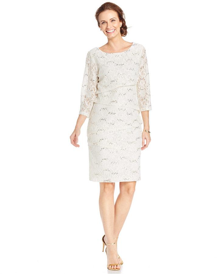 Wedding - Ronni Nicole Tiered Sequin Lace Dress
