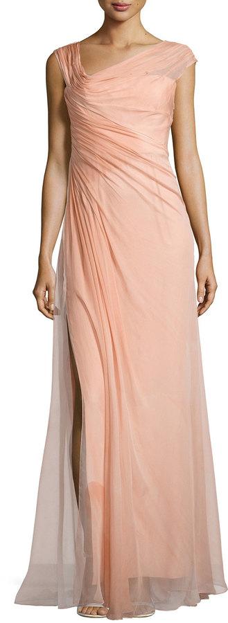 Mariage - Monique Lhuillier Chiffon Asymmetric Draped Gown