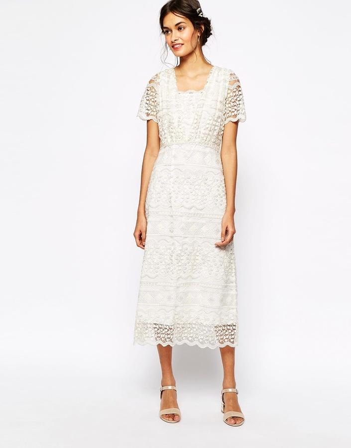 Wedding - Soma London Vintage Lace Maxi Dress With Metallic Embroidery