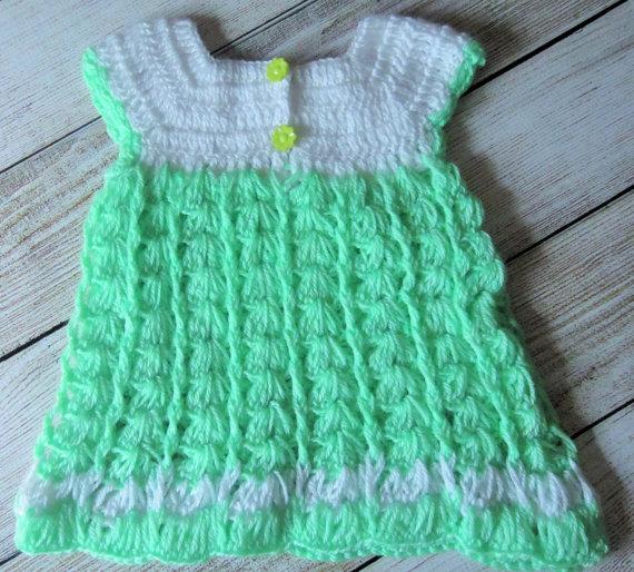 Wedding - Mint Green Dress, Baby Crochet Dress, Baby Girl Dress, Infant Dress, Photo Prop, Easter dress, flower girl dress, summer dress