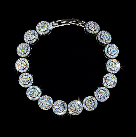 زفاف - Round Cubic Zirconia Wedding Bracelet Tennis Bracelet Diamond Bridal Bracelet Event Jewelry Bridesmaid Bracelet Set Wedding, AB0007