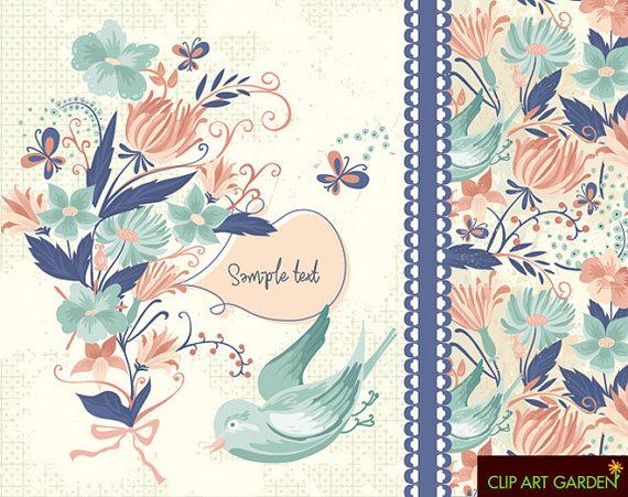 Свадьба - INSTANT DOWNLOAD Beautiful floral cliparts and digital papers for Wedding, Valentine's day, Mother's Day and More.