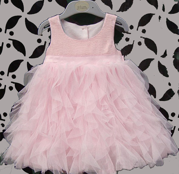 Mariage - Pink Toddler Baby Dress, Vintage Toddler Dress, Rustic Flower Girl Dress, Beach Wedding Dress, Birthday Dress