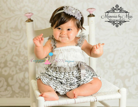 Hochzeit - Silver Grey Chevron Petti Dress, ruffle dress, baby dress, girls dress, Birthday outfit, girls outfit, flower girl dress, Chevron dress