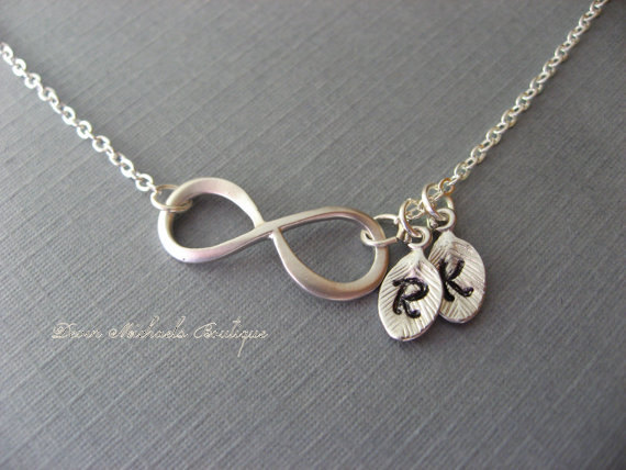 Wedding - Personalized Infinity Necklace, Initial Infinity Choker, Anniversary Gift, Bridesmaid Necklace, Mothers Day Necklace