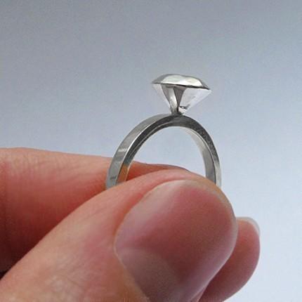 زفاف - Faceted silver diamond - eco friendly engagement ring - alternative engagement ring - Original Modern Rock Ring - custom and ready to ship