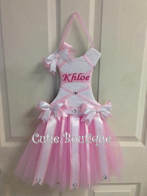 Hochzeit - Tutu Dress Hair Bow Holder Baby Pink--Personalized