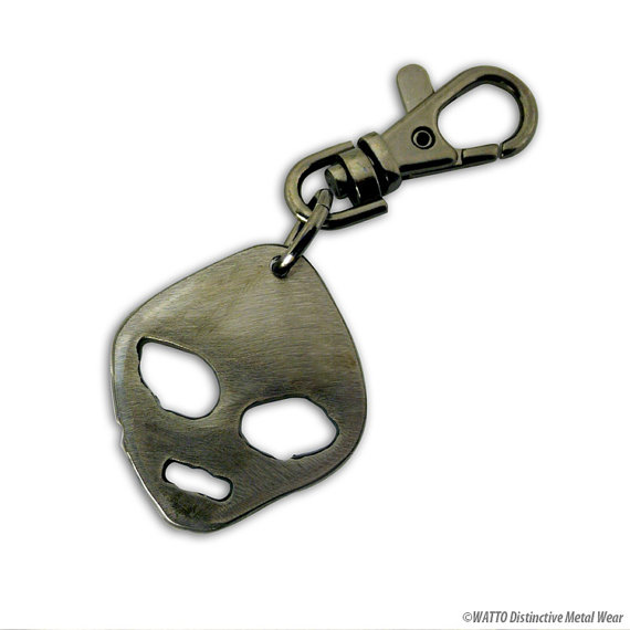 Hochzeit - Alien Keychain by WATTO Distinctive Metal Wear-Handmade metal charm on keybob, Groomsmen, or Birthday gift