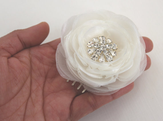 زفاف - Bridal hair flower/ ivory wedding hair accessories/ wedding hair flower/ small hair flower