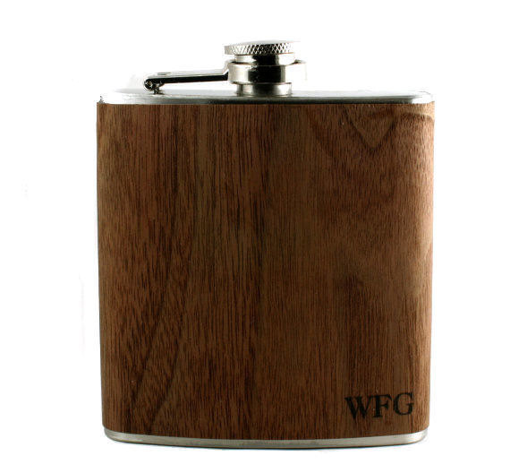 زفاف - Personalized flask Real Wood flask groomsmen gift for man men