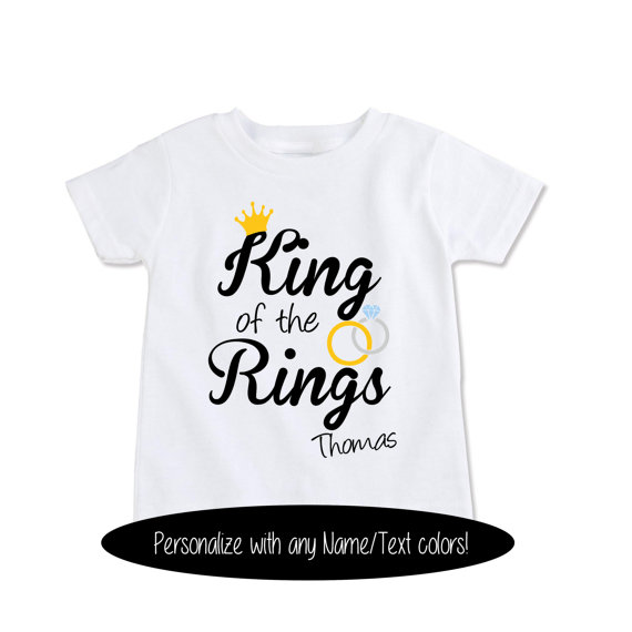 زفاف - Custom tshirt, funny kids wedding shirt King of the Rings, Personalize with any name and text colors! (EX 393)