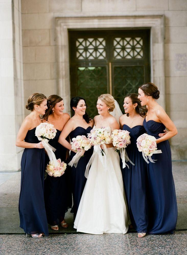 زفاف - Strapless Navy Bridesmaid Dresses