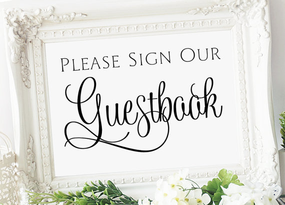 Wedding - Please Sign our Guestbook Sign - 5 x 7 - Instant Download - DIY Printable Sign - "3 Wishes" black -  PDF and JPG files