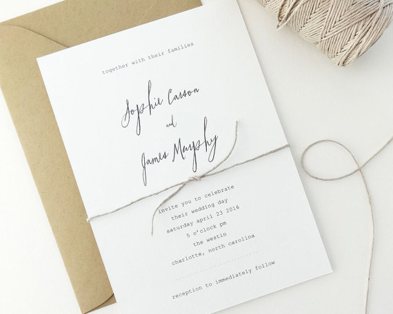 Wedding - Sophie Wedding Invitation Sample / Simple Wedding Invitations / Rustic Invitation / Minimalist Wedding Invitation / Typewriter / Invite