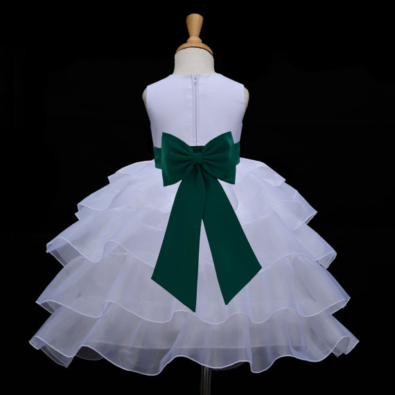 Hochzeit - White organza Flower Girl dress sash pageant wedding bridal children bridesmaid toddler elegant sizes 12-18m 2 2t 3t 4 5t 6 6x 8 10 