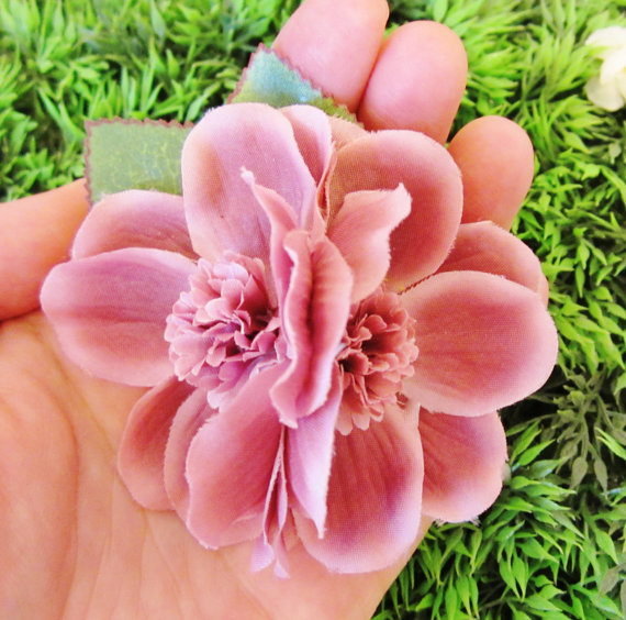 Hochzeit - Double Pink Flower Hair Clip