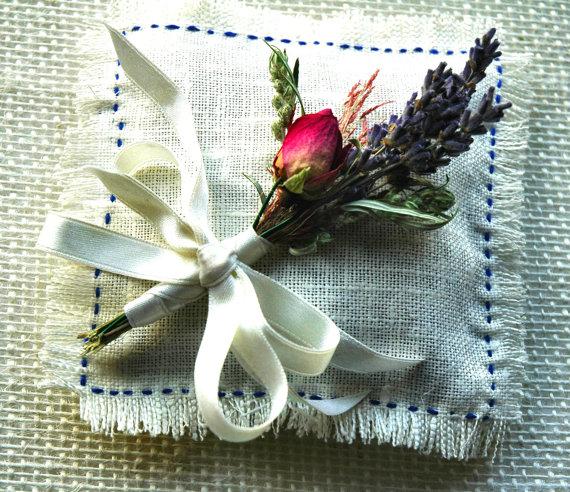 زفاف - Dried Lavender  and Rose Corsage or Boutonniere