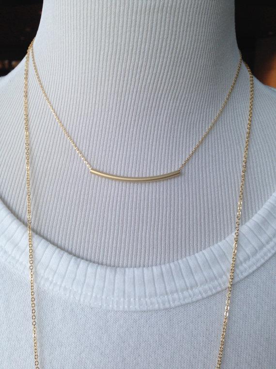 زفاف - Gold Necklace, layered necklace, Gold bar necklace, wedding jewelry, personalized, mothers day gift