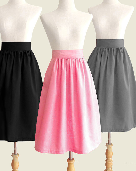 Hochzeit - Fully lined midi skirt with pockets - custom size, length, color for your everyday look / holiday / party / bridesmaids / work