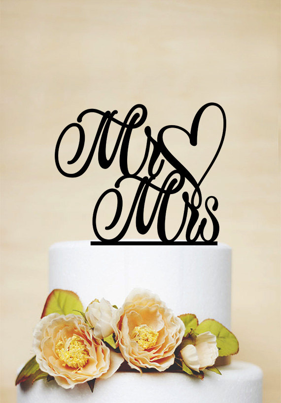 Свадьба - Mr & Mrs Cake Topper,Wedding Cake Topper With Heart,Acrylic Cake topper-P040
