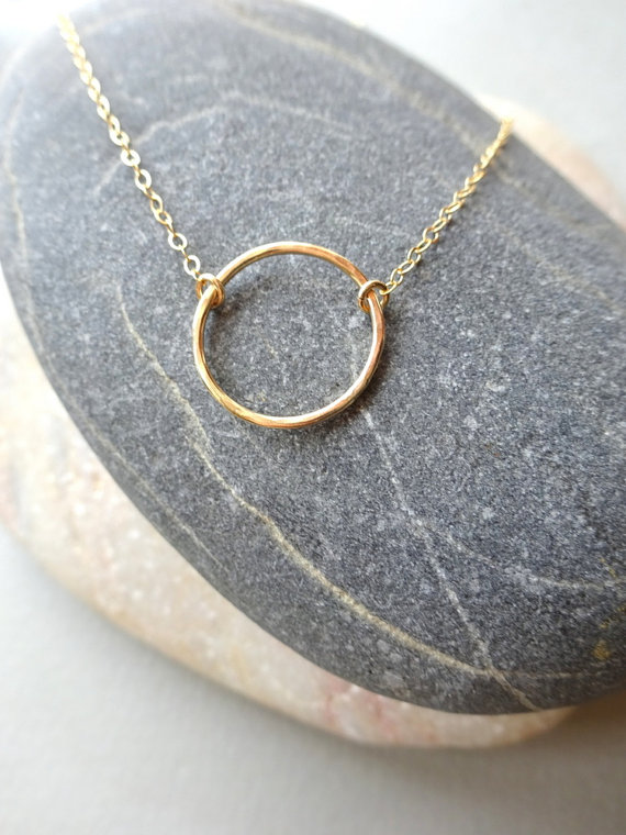 Hochzeit - Simple Gold Necklace Gold Filled Necklace Gold Circle Necklace Delicate Gold Jewelry Bridesmaid Jewelry Dainty Gold Necklace Circle Necklace
