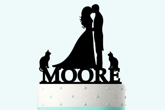 Hochzeit - Wedding Cake Topper Silhouette Groom And Bride, Acrylic Cake Topper
