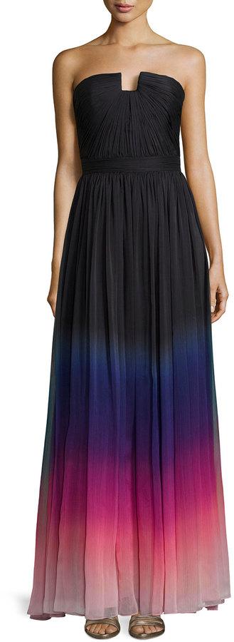 Mariage - Halston Heritage Strapless Ombre Gown with Ruching