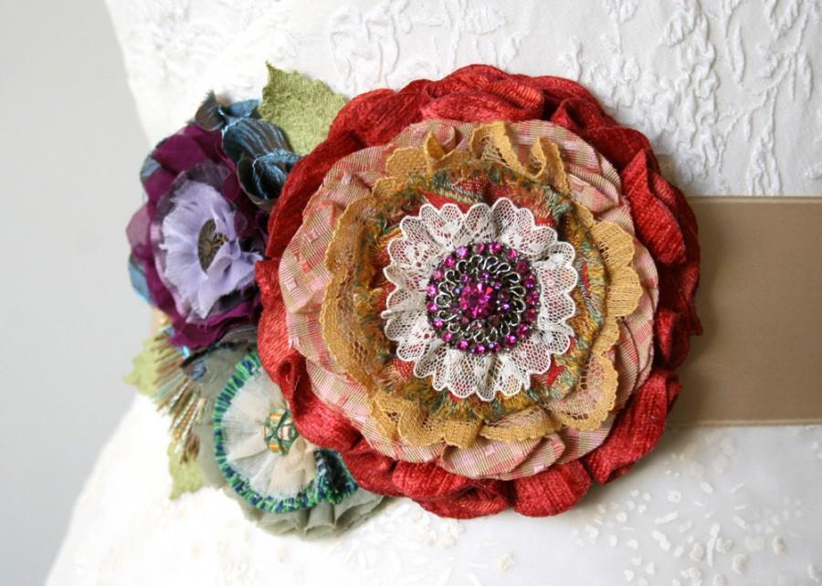 Mariage - Colorful Floral Wedding Sash Belt - Fiesta Flowers