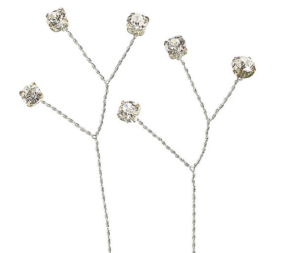 Wedding - 6ct. Jewel "Regal Kisses" 5-1/2" Rhinestone Crystal Jewel Corsage Wire Picks Floral Dazzle Decor