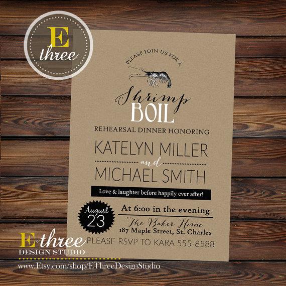 Wedding - Printable Rehearsal Dinner Invitation - Shrimp Boil Rehearsal Dinner Invite - Seafood Boil Invitation