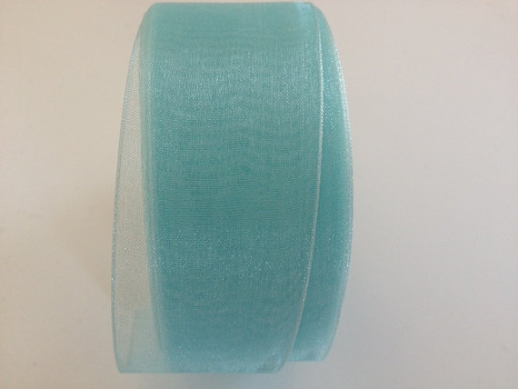 زفاف - Turquoise Blue Sheer Ribbon 1.5 inches x  25 yards