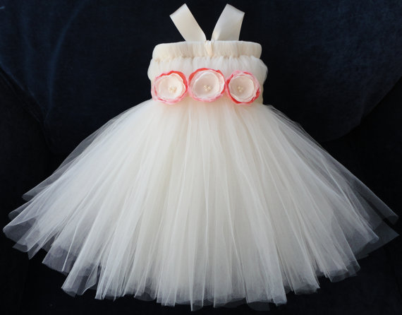 Hochzeit - Ivory Flower Girl Dress, Flowergirl Dresses for Baby or Toddler Girls, Classic, Woodland, Shabby Chic Weddings, Flower Girl Tutu, Tutu Dress