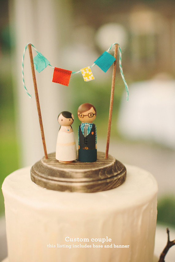 زفاف - Custom HandPainted Rustic Wedding Cake Topper and Decoration Piece - Made to Order