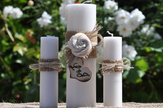 Wedding - Personalized Rustic Unity Candle Set