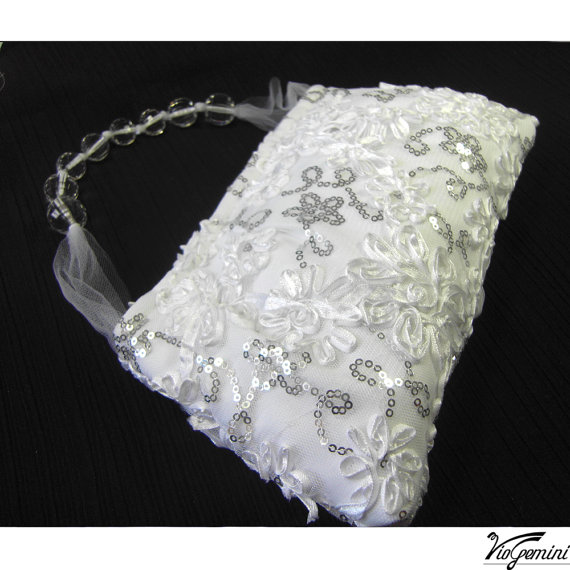 زفاف - Wedding Bridal Purse Pouch Handbag Clutch with lace and embroidery