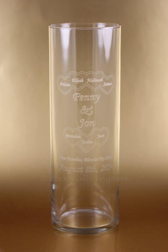 زفاف - BLENDED FAMILY WEDDING Floating Unity Glass Vase and Candle ivory white & pink - Made to Order