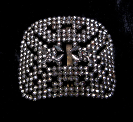 زفاف - Antique CUT STEEL Buckles FRANCE French Shoe Clip Belt Sash Art Deco Vintage Silver Wedding Accessories