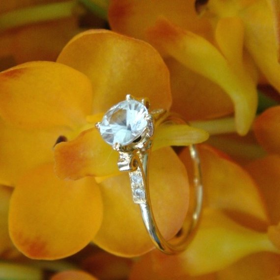 Wedding - Lotus Engagement Ring (Open Setting) in 18k Yellow Gold, Original Design, Made to Order