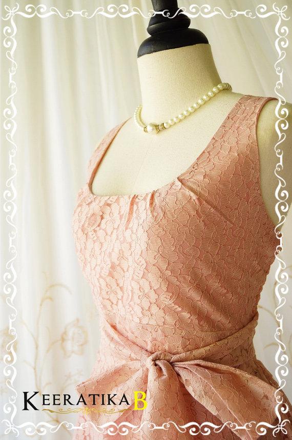 Свадьба - My Lady - Nicely Pink Nude Lace Dress Vintage Design Lace Sundress Party Dress Pink Lace Bridesmaid Dress Spring Summer XS-XL Custom