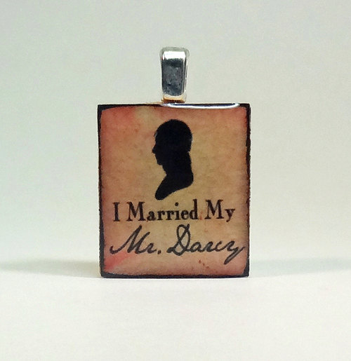 Mariage - Jane Austen Gift, Pride and Prejudice Scrabble Tile Pendant "I Married My Mr. Darcy," Literary Gift, Book Quote, Jane Austen Jewelry