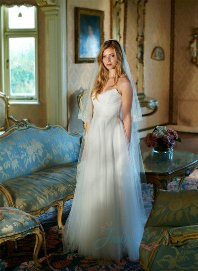 Mariage - soft light strapless simple tulle wedding dress