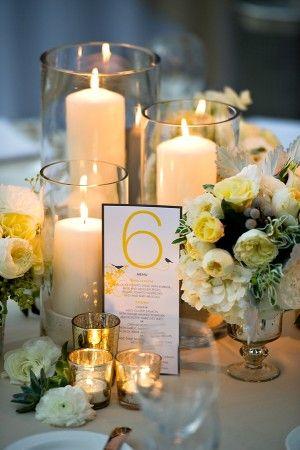 Mariage - Mercury-Glass-and-Candle-Centerpiece